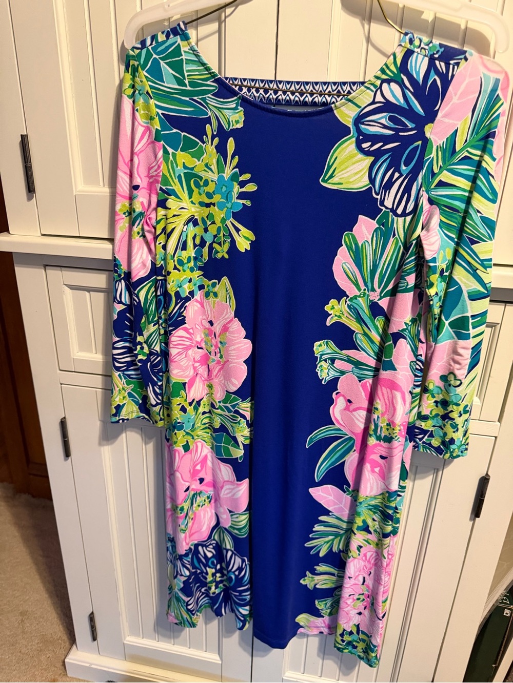 Lilly Pulitzer Royal Blue Floral Long Sleeve A-Line Dress